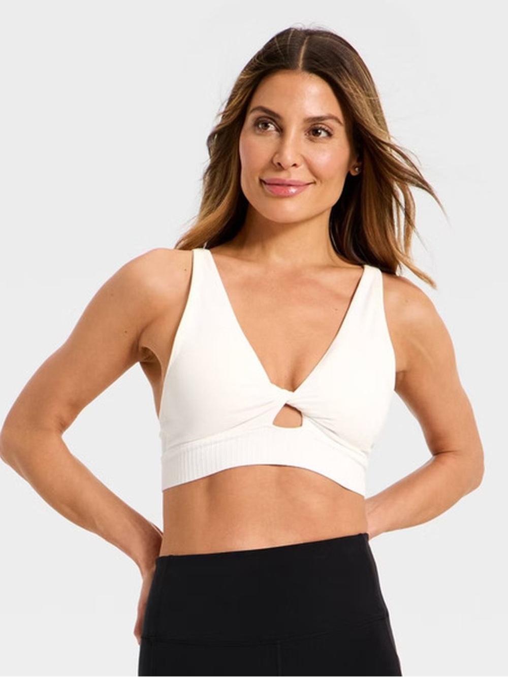 all in motion Cream Twist-Keyhole Bralette